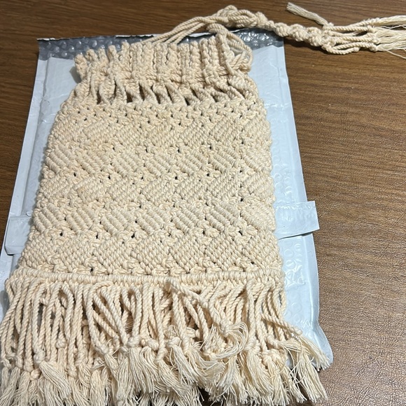 Cream Macrame Drawstring Bag - Picture 7 of 7